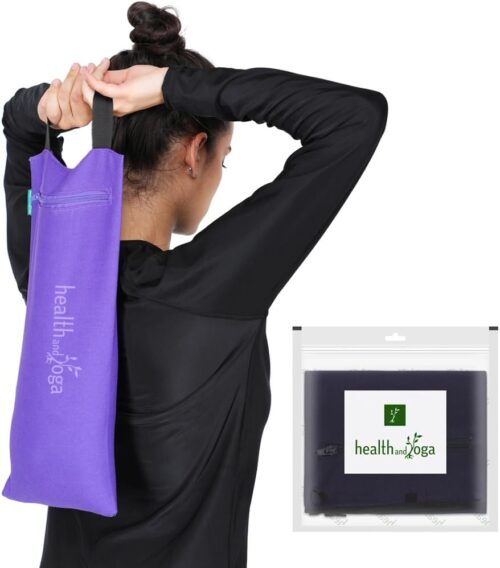 HealthAndYoga™ Yoga Sand Bags – Double Bag with Inner Waterproof Bag – Prop for Adding Weight and Support (Blue)