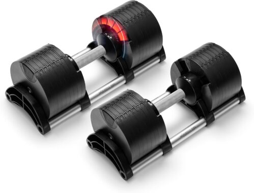 NUOBELL Adjustable Dumbbells Pair 5-80 lbs: the Adjustable Dumbbell Set and Free Weight Set to Replace 16 Sets of Dumbells. Add Nuobell Weights Dumbbells Set to Your Home Gym for Weight Bench and Dumbbell Bench Press Exercise.