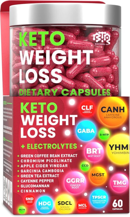 Keto Weight Loss Diet Pills, Natural Appetite Suppressant, Fat Burner for Women and Men with Apple Cider, Green Coffee Bean Extract, Cinnamon, Cayenne Pepper Metabolism Booster