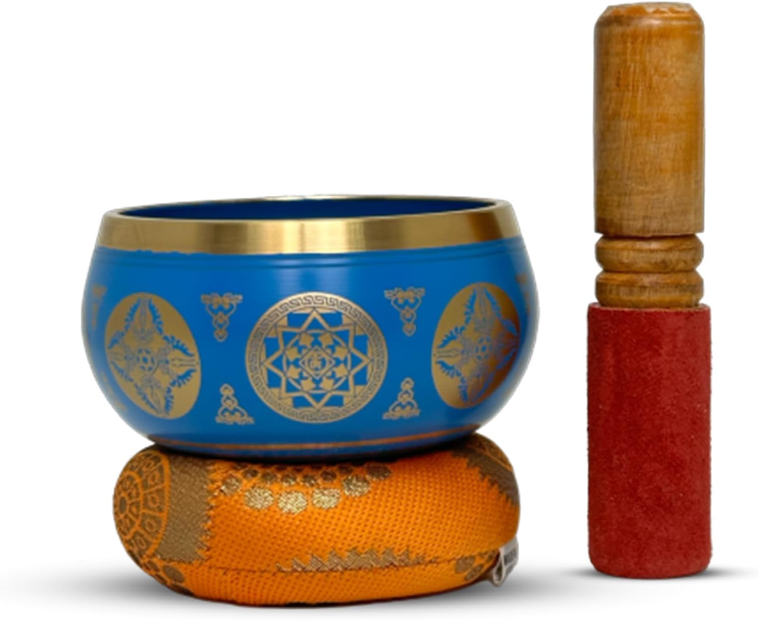 Nature's Own Tibetan Singing Bowl Set- Easy to Play- Meditation Sound Bowl Handcrafted in Nepal for Yoga, Mindfulness, Chakra Healing, Stress Relief- Spiritual Gifts for Women and Men (3.5 Inch, Blue) - Image 2