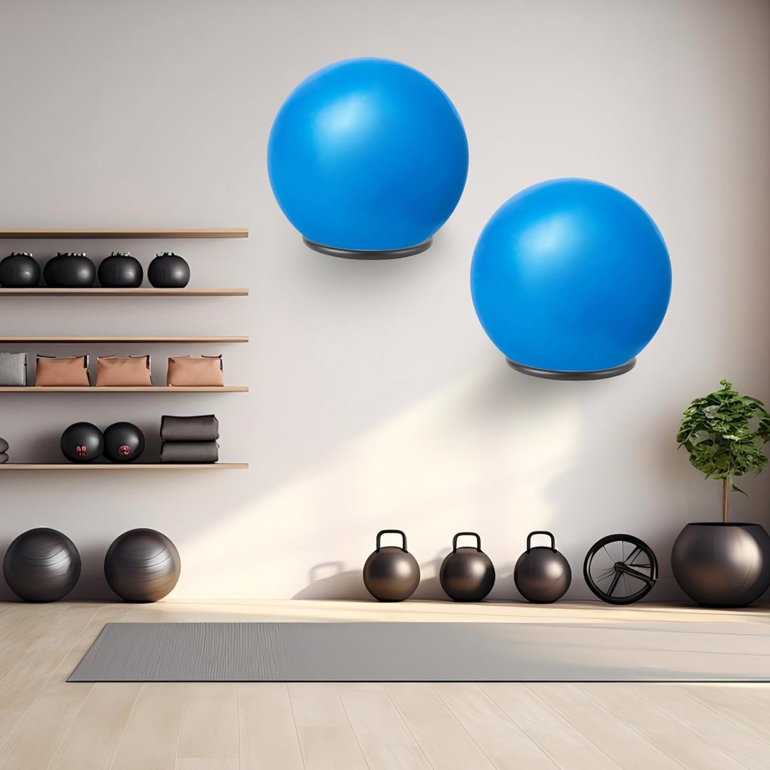 Stability Ball Holder Wall Mount - Heavy Duty Exercise & Yoga Ball Storage Rack for Home, Yoga Studios, and Commercial Gyms - Space-Saving Design for Stability Balls up to 85cm(Black 1-Pack) - Image 5