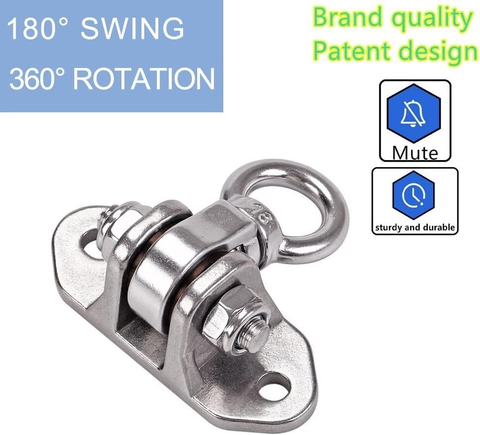 Stainless Steel Heavy Duty Swing Hanger with Smooth Swing Bearings, Heavy Duty 180°+360° Swivel Swing Hook, 1200 lb Capacity Playground Yoga Hammock Chair Rope Sandbag Porch Swing Bag Sleeve - Image 3