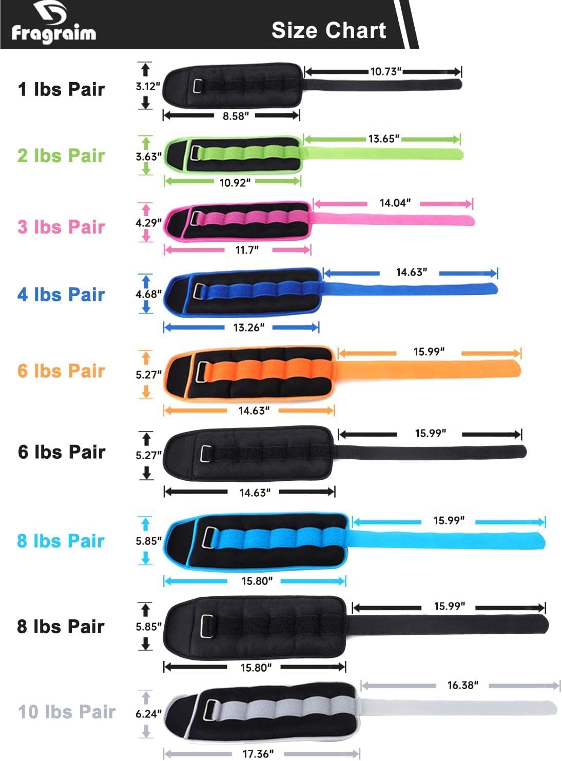 Ankle Weights for Women, Men and Kids - 1/2/3/4/6/8/10/12/15/20 LBS 1 Pair Strength Training Wrist/Leg/Arm Weight with Adjustable Strap for Jogging, Gymnastics, Aerobics, Physical Therapy - Image 6