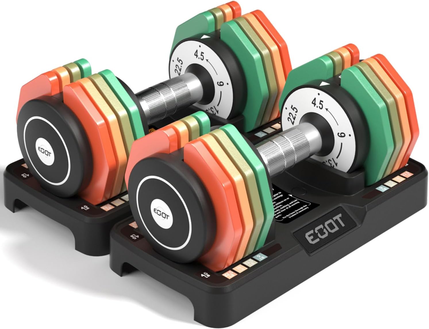 Adjustable Dumbbells Set/Single, 12.5LB/22.5LB/55LB 5 in 1 Free Adjustable Dumbbell Set with Anti-Slip Handle & Rainbow-colored Weight Plates for Home Gym, Weight Set for Women Men - Image 2