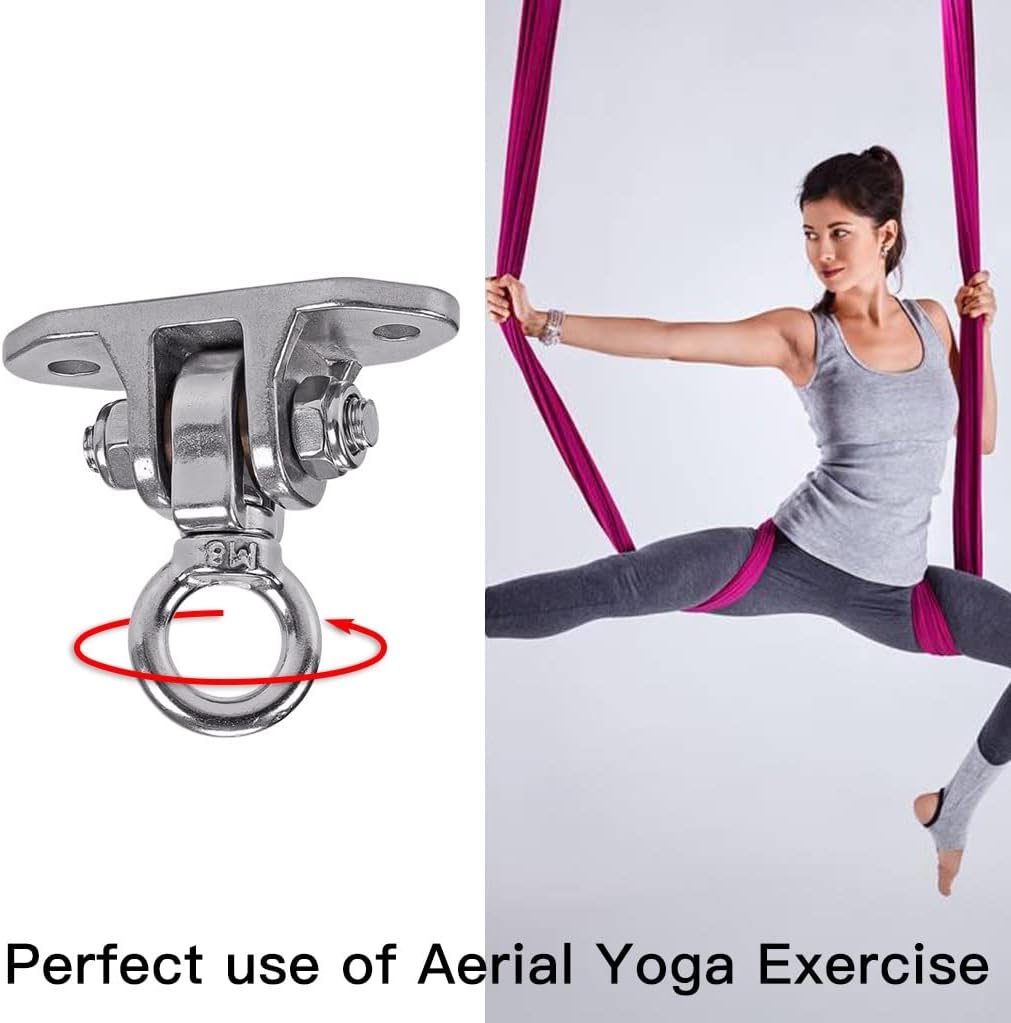Stainless Steel Heavy Duty Swing Hanger with Smooth Swing Bearings, Heavy Duty 180°+360° Swivel Swing Hook, 1200 lb Capacity Playground Yoga Hammock Chair Rope Sandbag Porch Swing Bag Sleeve - Image 8