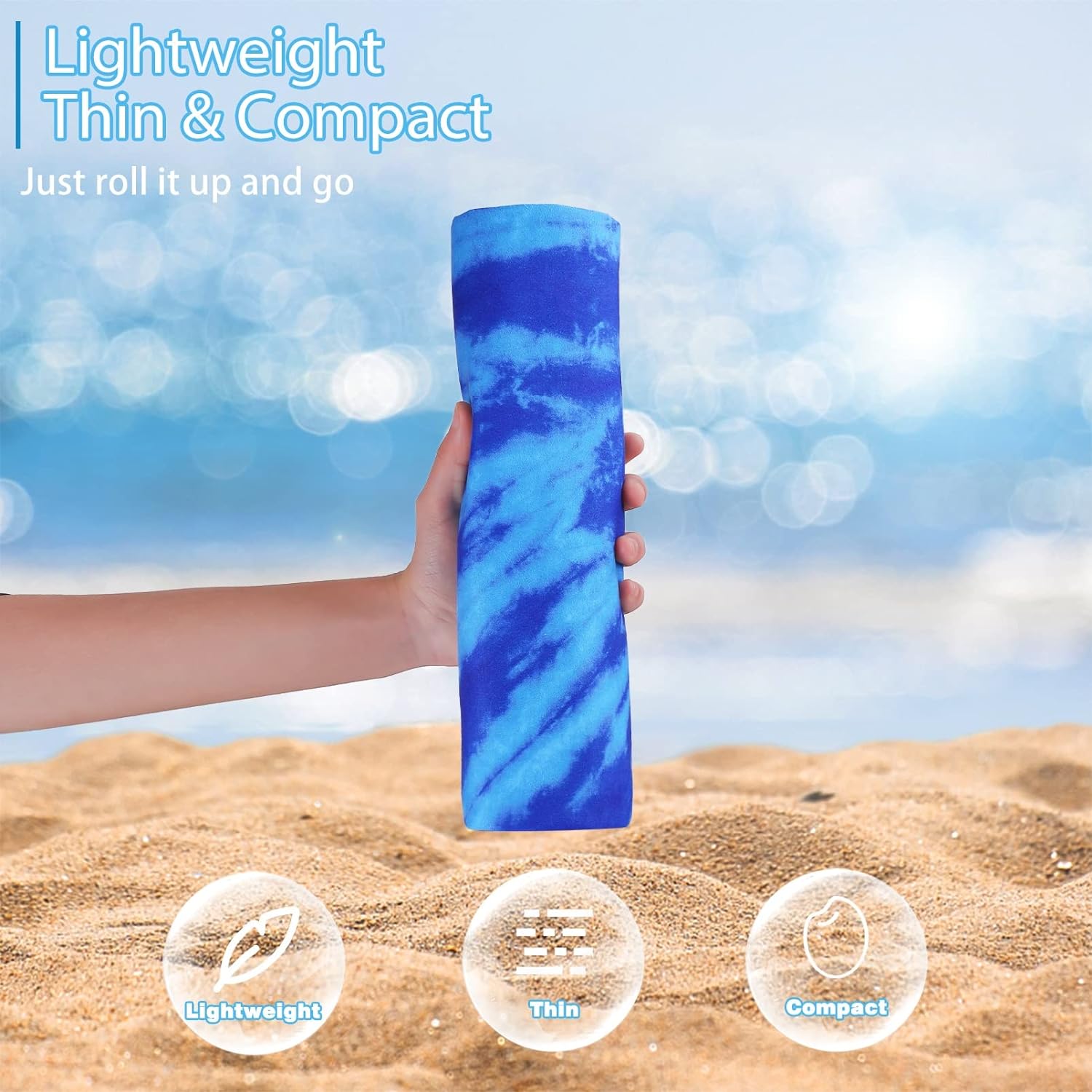 2 Pack Microfiber Thin Lightweight Beach Towel Oversized 71x32 Extra Large Sand Free Towels for Travel Swim Pool Yoga Gym Camping for Adults Women Men Beach Essentials Accessories Vacation Gift - Image 3