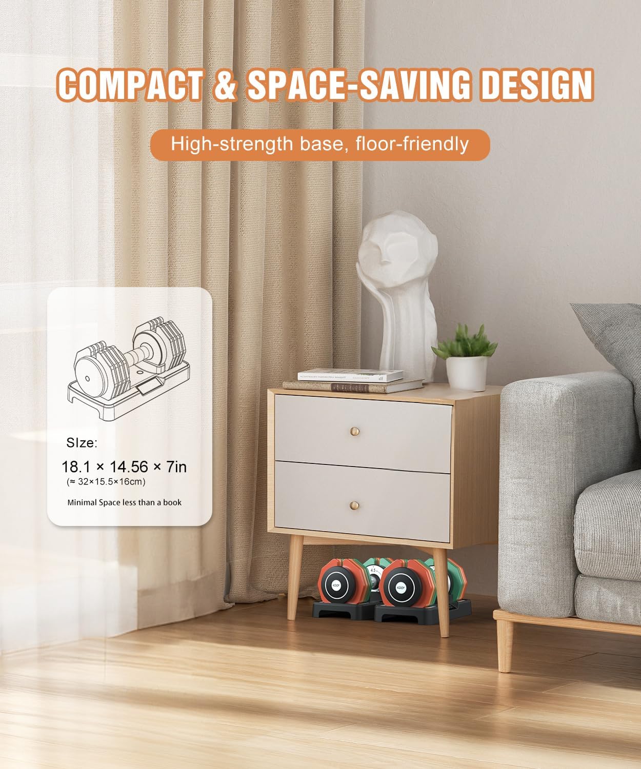 Adjustable Dumbbells Set/Single, 12.5LB/22.5LB/55LB 5 in 1 Free Adjustable Dumbbell Set with Anti-Slip Handle & Rainbow-colored Weight Plates for Home Gym, Weight Set for Women Men - Image 8