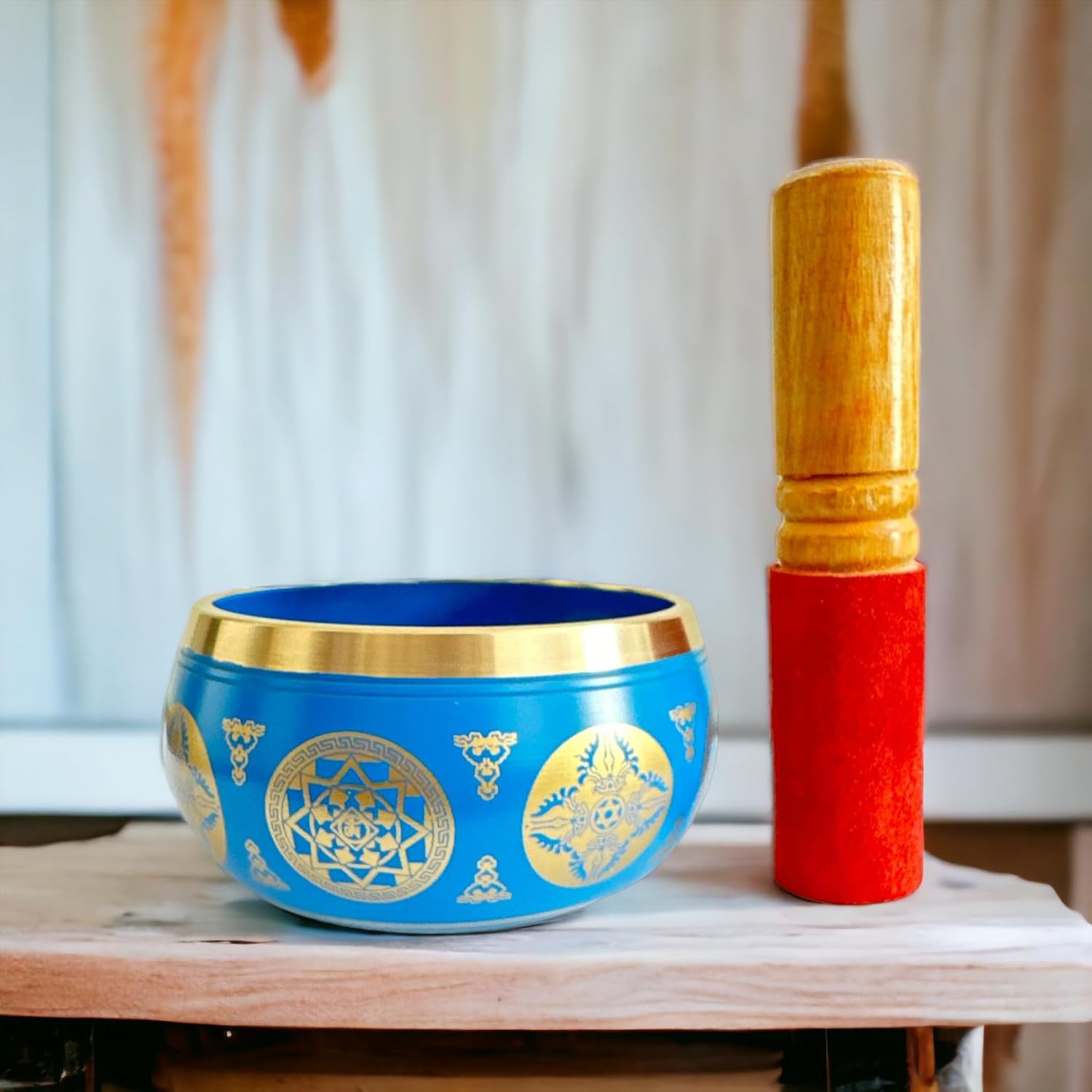 Nature's Own Tibetan Singing Bowl Set- Easy to Play- Meditation Sound Bowl Handcrafted in Nepal for Yoga, Mindfulness, Chakra Healing, Stress Relief- Spiritual Gifts for Women and Men (3.5 Inch, Blue) - Image 9