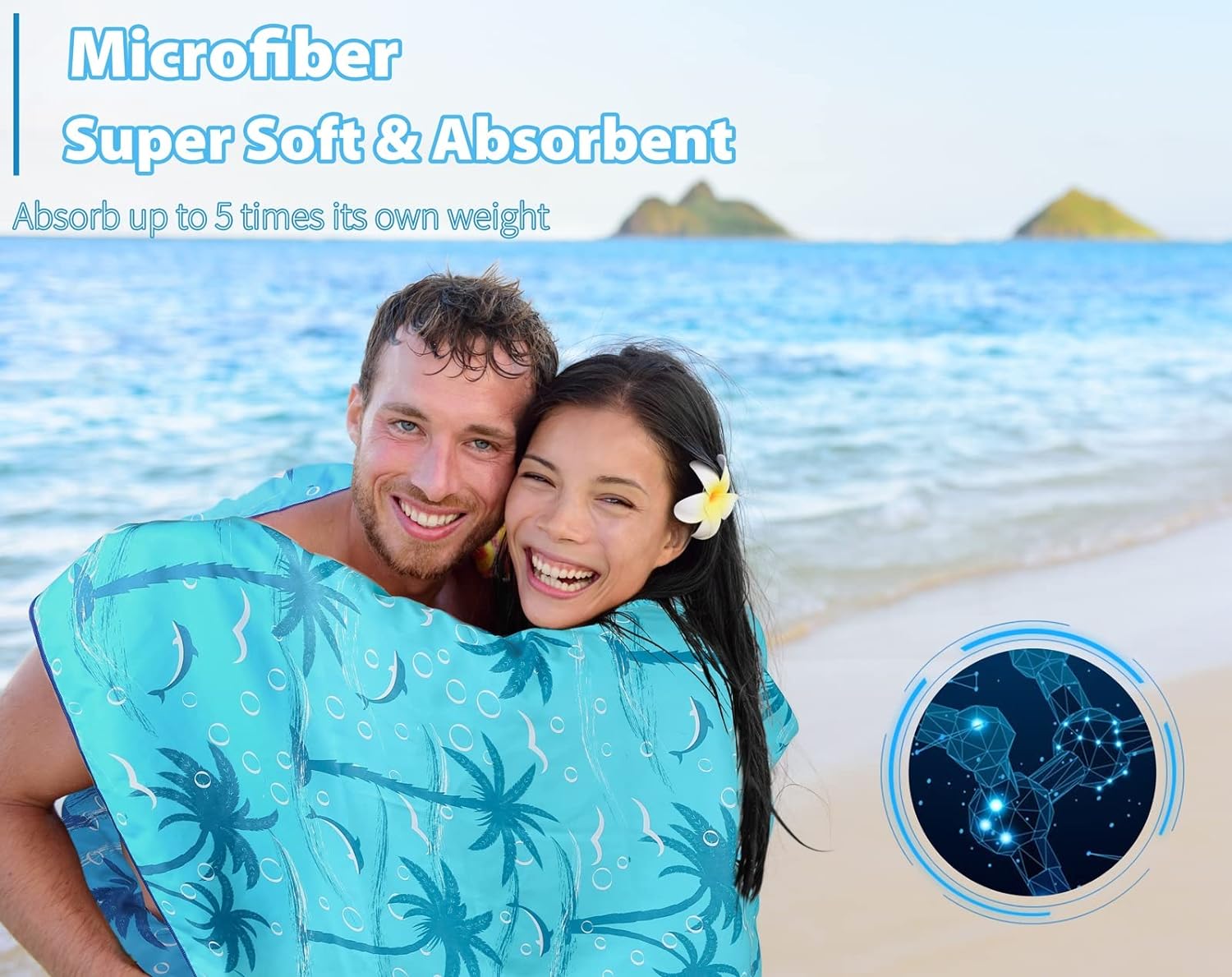 2 Pack Microfiber Thin Lightweight Beach Towel Oversized 71x32 Extra Large Sand Free Towels for Travel Swim Pool Yoga Gym Camping for Adults Women Men Beach Essentials Accessories Vacation Gift - Image 6