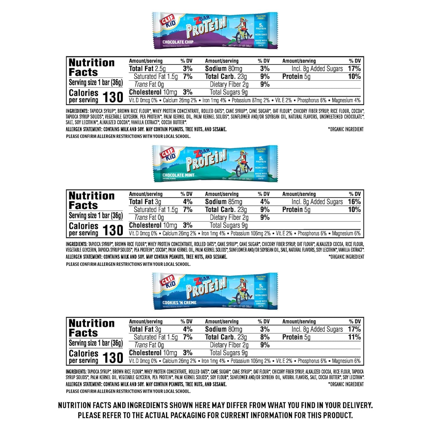 CLIF Kid Zbar and Zbar Protein - Variety Pack - Whole Grain Snack Bars - Made with Organic Oats - Non-GMO - 1.27 oz. (16 Count) - Image 7