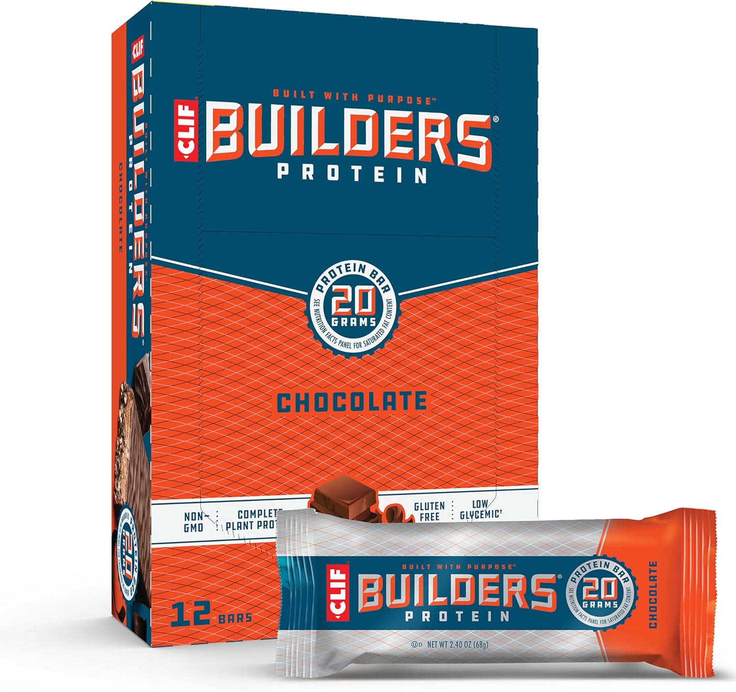 CLIF Builders - Chocolate Flavor - Protein Bars - Gluten-Free - Non-GMO - Low Glycemic - 20g Protein - 2.4 oz. (12 Count) - Image 2