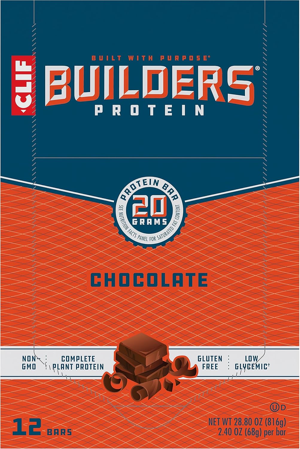 CLIF Builders - Chocolate Flavor - Protein Bars - Gluten-Free - Non-GMO - Low Glycemic - 20g Protein - 2.4 oz. (12 Count) - Image 17