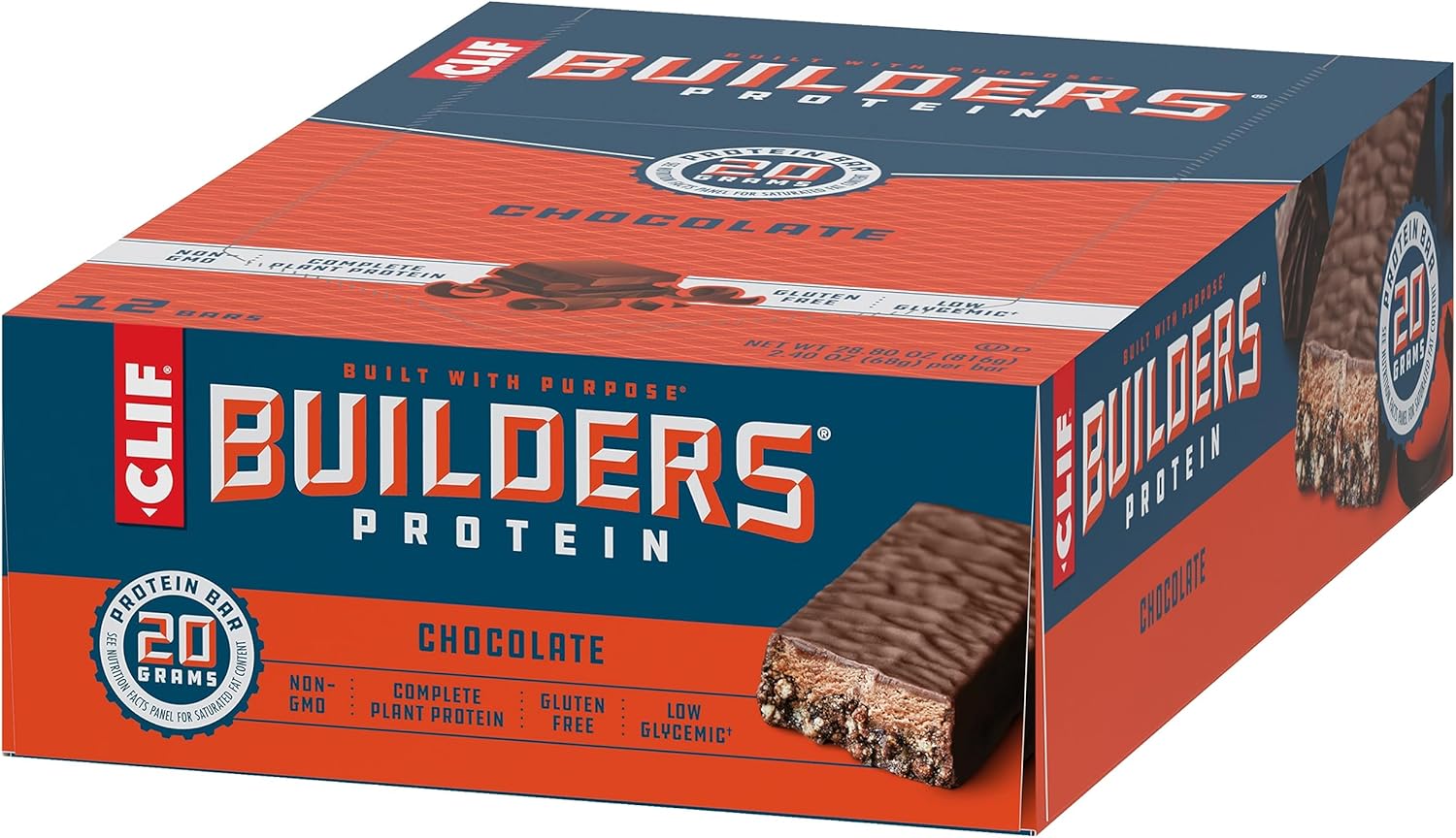 CLIF Builders - Chocolate Flavor - Protein Bars - Gluten-Free - Non-GMO - Low Glycemic - 20g Protein - 2.4 oz. (12 Count) - Image 13