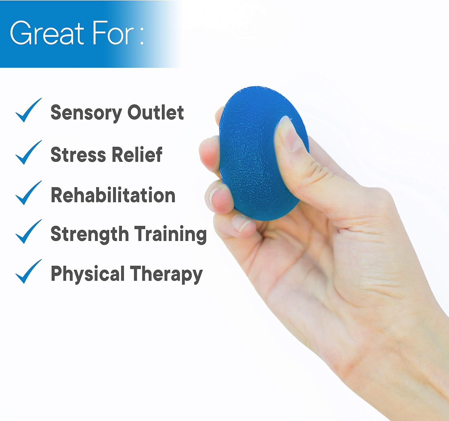 RMS 4-Pack Hand Exercise Balls - Physical & Occupational Therapy Kit for Strengthening Grip & Reducing Stiffness - Arthritis Pain Relief Exerciser for Rehabilitation, Fidget, Stress Relief - Image 4