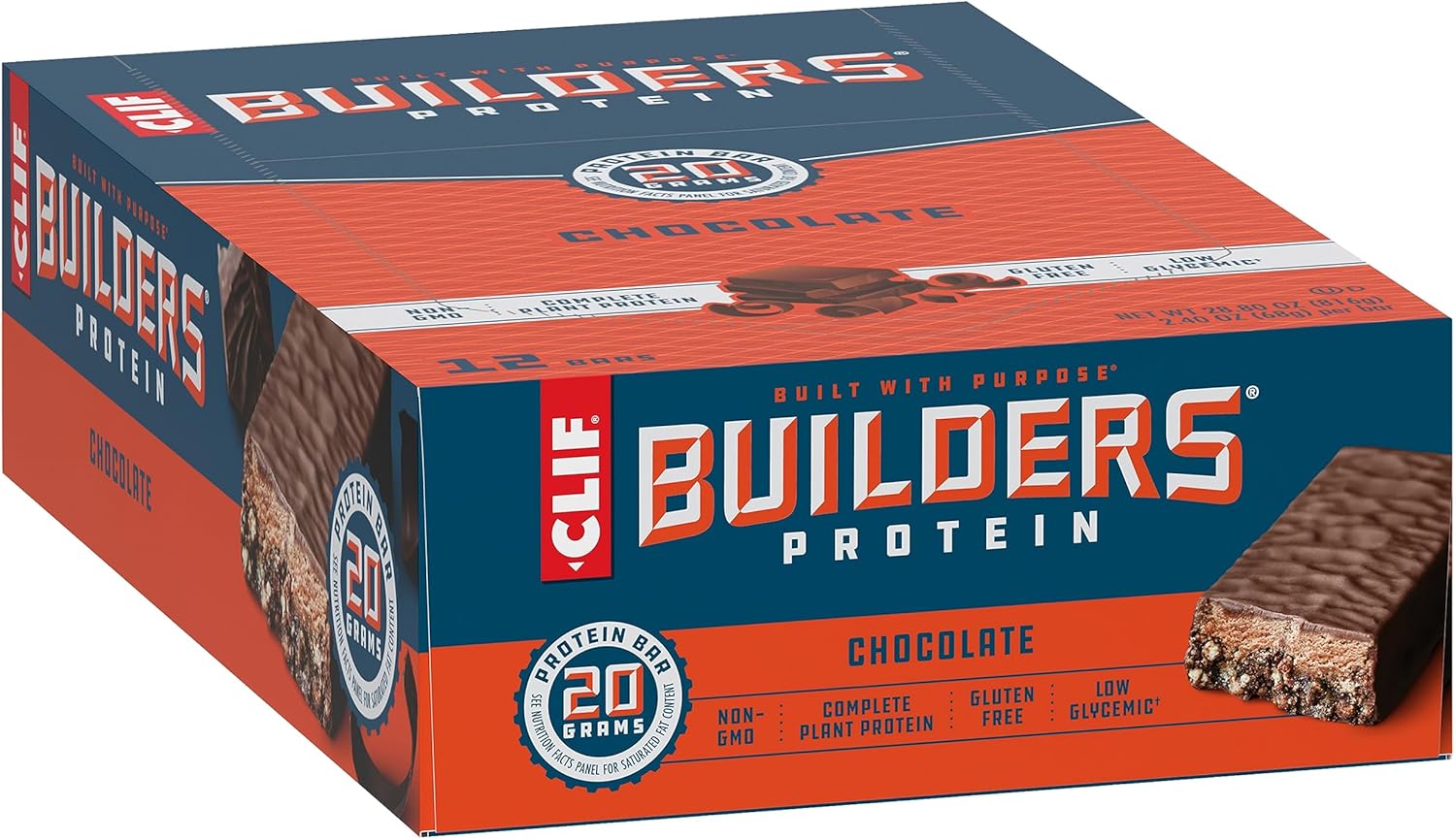 CLIF Builders - Chocolate Flavor - Protein Bars - Gluten-Free - Non-GMO - Low Glycemic - 20g Protein - 2.4 oz. (12 Count) - Image 12